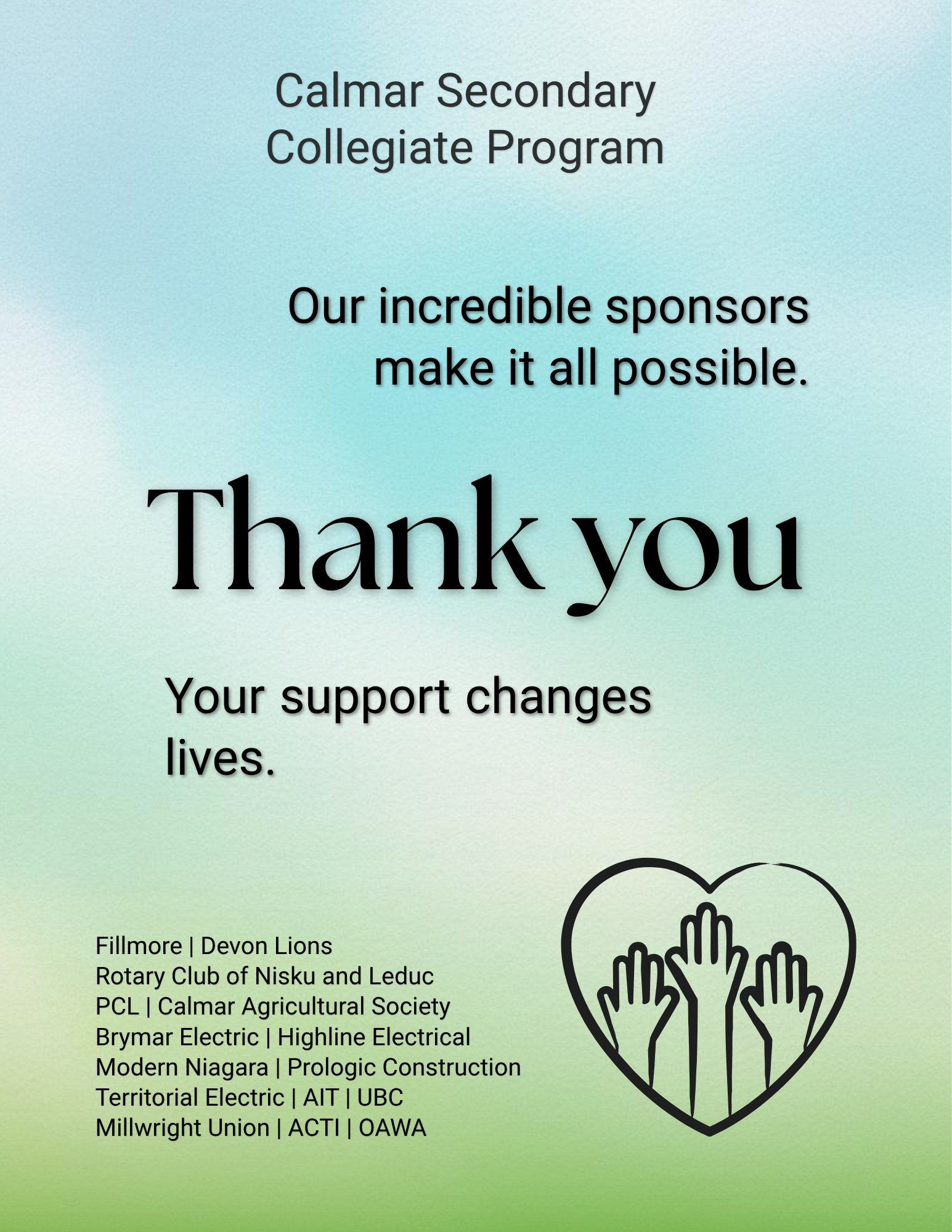 Thank You Sponsors Banner Collegiate Program Partners