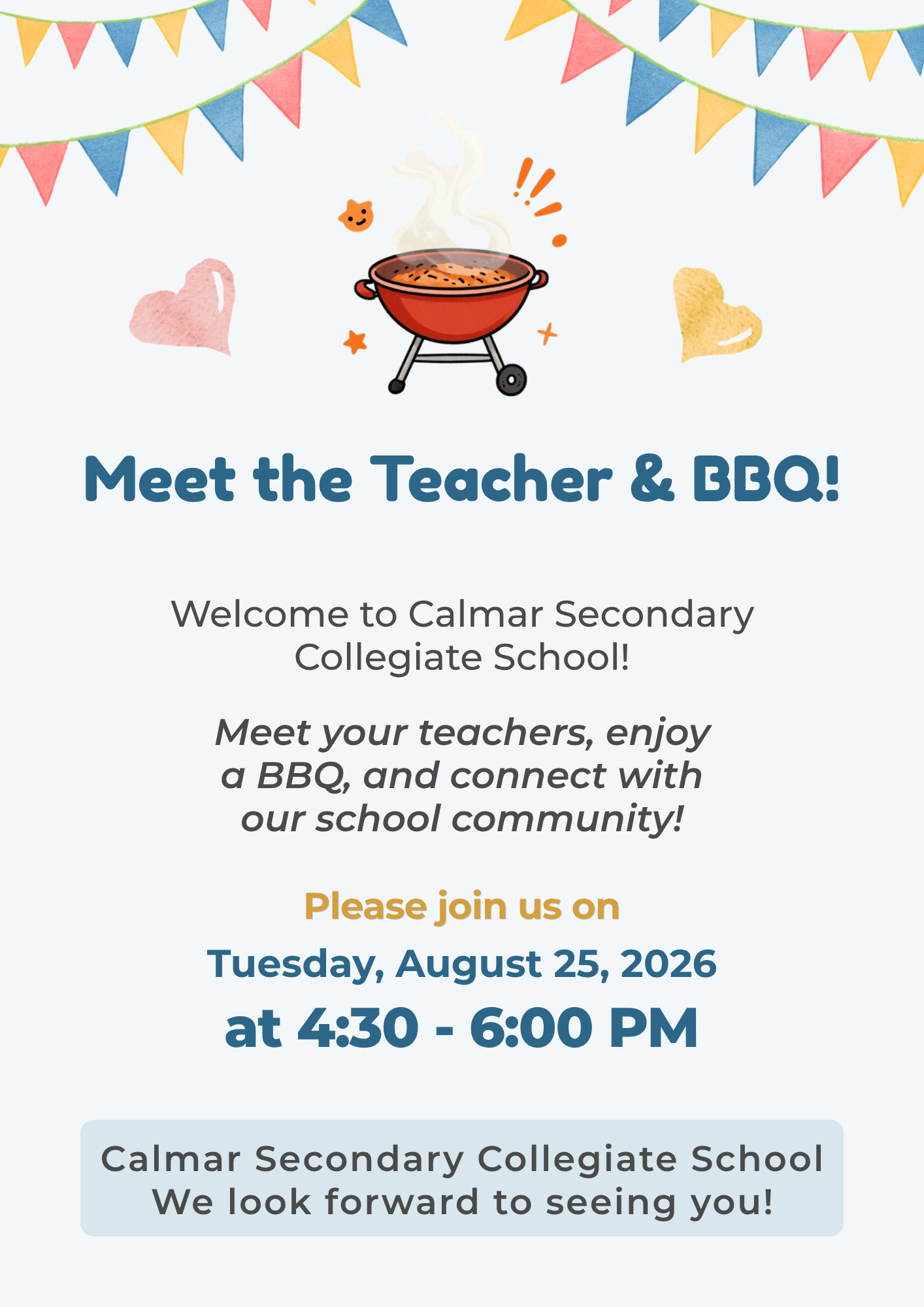 Meet the Teacher & BBQ Night Calmar Secondary Collegiate School (1)