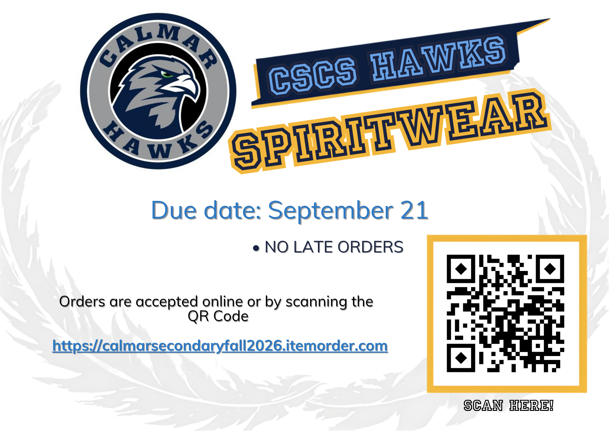 CSCS Hawks Spiritwear Flyer with Hawk Illustration (1)