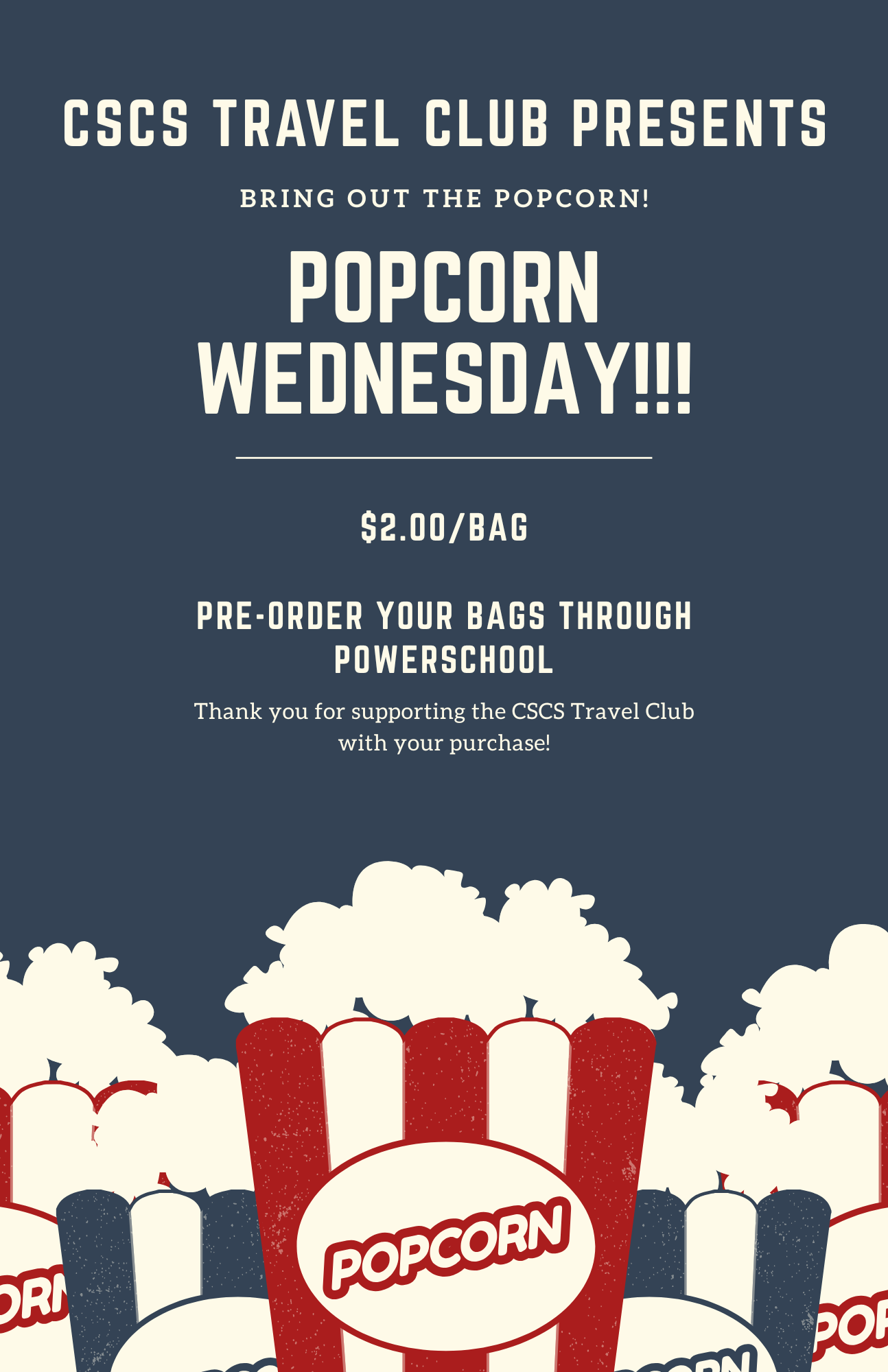Blue and Cream Grungy Popcorn Movie Night Flyer
